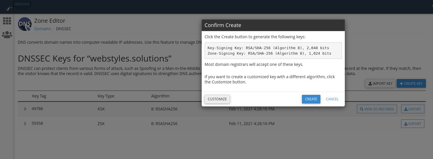 DNSSEC configuration